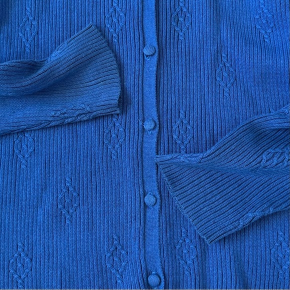 Marisa Christina The Christmas Collection 2002 Ribbed Cardigan Sweater Blue Sz L - Picture 7 of 9